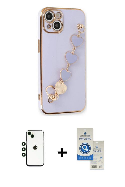 ieg™ iPhone 14 Kılıf Nova Işık Prime - Şeffaf Royal Nano Ekran Koruyucu + Yeşil Shine Kamera Lens