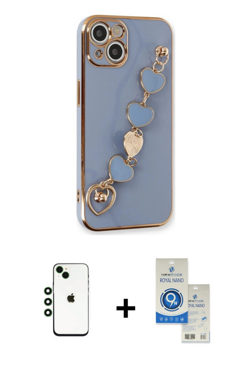 ieg™ iPhone 14 Kılıf Nova Işık Prime - Şeffaf Royal Nano Ekran Koruyucu + Yeşil Shine Kamera Lens