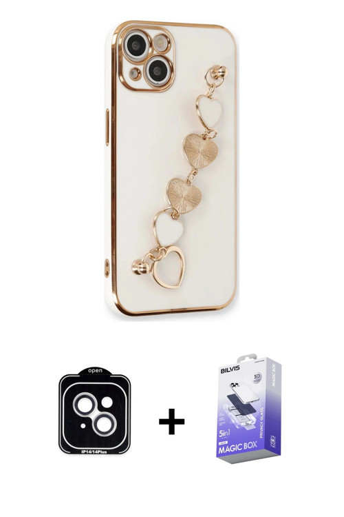 ieg™ iPhone 14 Kılıf Nova Işık Prime - Siyah Bilvis 5in1 5D Magic Hayalet Cam Ekran Koruyucu + Gümüş