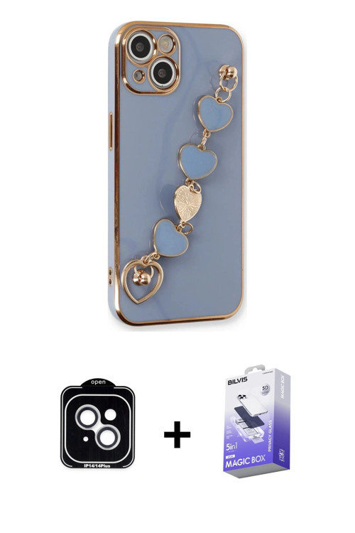 ieg™ iPhone 14 Kılıf Nova Işık Prime - Siyah Bilvis 5in1 5D Magic Hayalet Cam Ekran Koruyucu + Gümüş