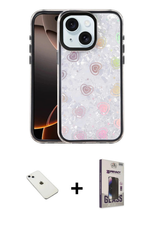 ieg™ iPhone 14 Kılıf Odak Prime - Siyah Bilvis Hayalet Cam Ekran Koruyucu + Sierra Blue Diamond Kame