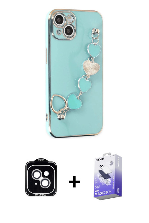 ieg™ iPhone 14 Kılıf Nova Işık Prime - Siyah Bilvis 5in1 5D Magic Hayalet Cam Ekran Koruyucu + Gümüş