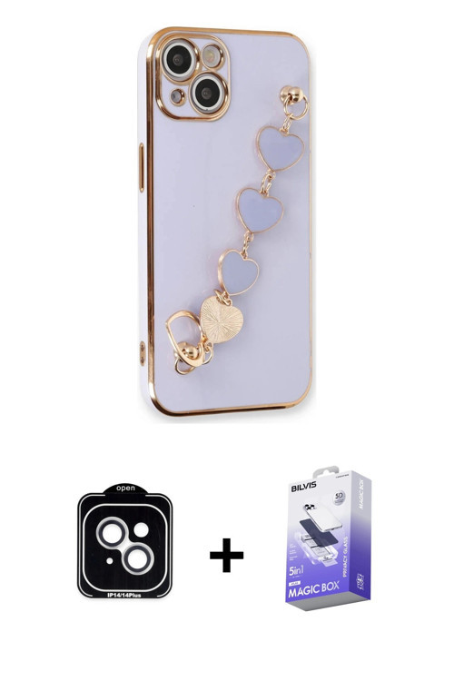 ieg™ iPhone 14 Kılıf Nova Işık Prime - Siyah Bilvis 5in1 5D Magic Hayalet Cam Ekran Koruyucu + Gümüş
