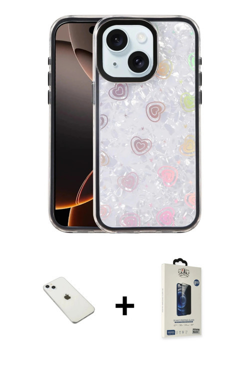 ieg™ iPhone 14 Kılıf Odak Prime - Siyah Bilvis Hayalet Cam Ekran Koruyucu + Sierra Blue Diamond Kame