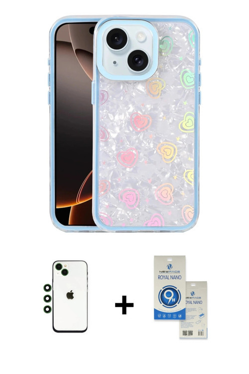 ieg™ iPhone 14 Kılıf Odak Prime - Şeffaf Royal Nano Ekran Koruyucu + Yeşil Shine Kamera Lens