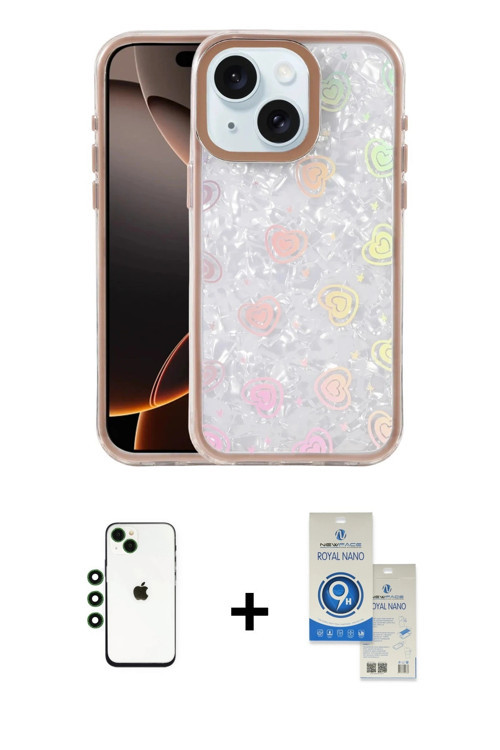 ieg™ iPhone 14 Kılıf Odak Prime - Şeffaf Royal Nano Ekran Koruyucu + Yeşil Shine Kamera Lens