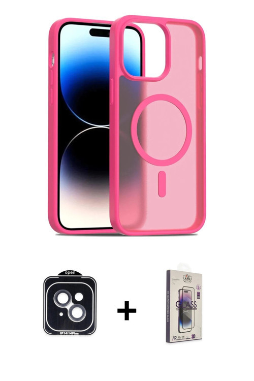 ieg™ iPhone 14 Kılıf Siluet Minimal Prime - Siyah Bilvis 3D Cam Ekran Koruyucu + Siyah PVD Metal Kam