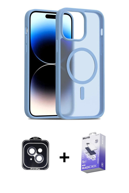 ieg™ iPhone 14 Kılıf Siluet Minimal Prime - Siyah Bilvis 5in1 5D Magic Hayalet Cam Ekran Koruyucu +