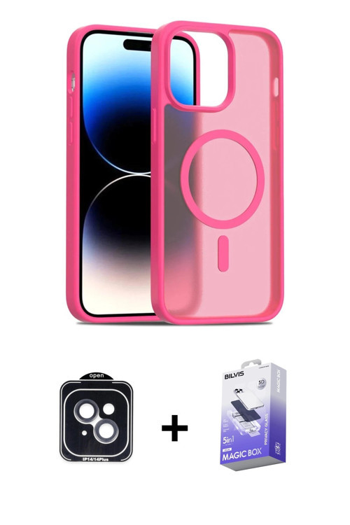 ieg™ iPhone 14 Kılıf Siluet Minimal Prime - Siyah Bilvis 5in1 5D Magic Hayalet Cam Ekran Koruyucu +