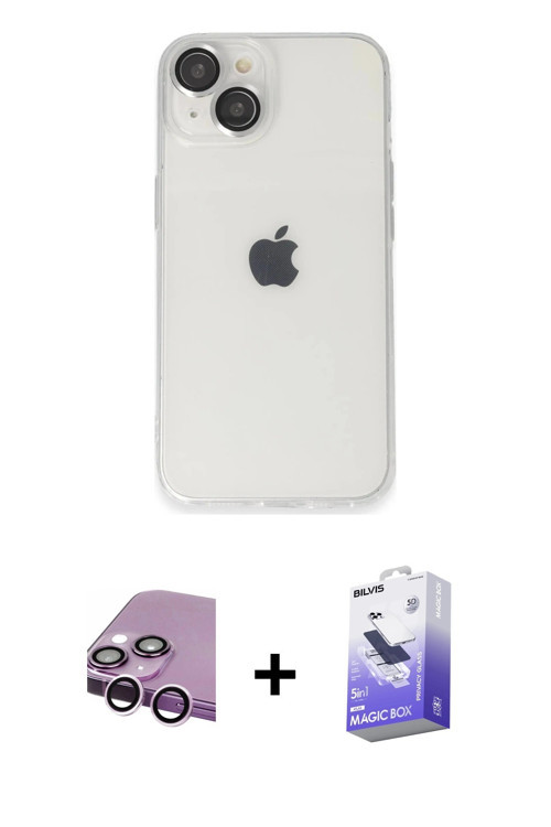 ieg™ iPhone 14 Kılıf Ufuk Minimal Özel Seri - Siyah Bilvis 5in1 5D Magic Hayalet Cam Ekran Koruyucu