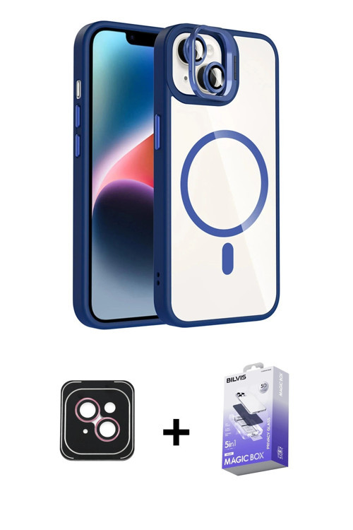ieg™ iPhone 14 Kılıf Yadigar Asil Koleksiyonu - Siyah Bilvis 5in1 5D Magic Hayalet Cam Ekran Koruyuc
