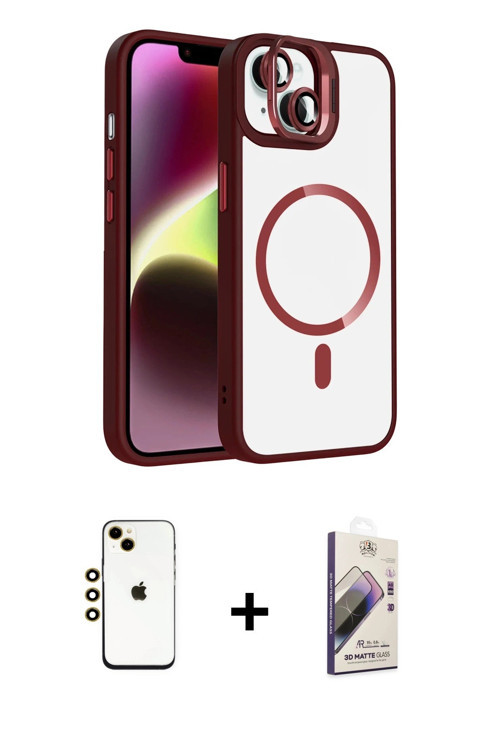 ieg™ iPhone 14 Kılıf Yadigar Asil Koleksiyonu - Siyah Bilvis 3D Mat Cam Ekran Koruyucu + Gold Shine