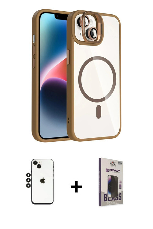 ieg™ iPhone 14 Kılıf Yadigar Asil Koleksiyonu - Siyah Bilvis Hayalet Cam Ekran Koruyucu + Siyah Shin