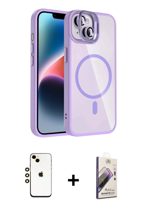 ieg™ iPhone 14 Kılıf Yadigar Asil Koleksiyonu - Siyah Bilvis 3D Mat Cam Ekran Koruyucu + Gold Shine