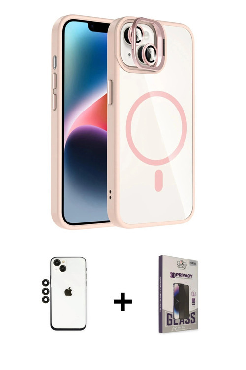 ieg™ iPhone 14 Kılıf Yadigar Asil Koleksiyonu - Siyah Bilvis Hayalet Cam Ekran Koruyucu + Siyah Shin