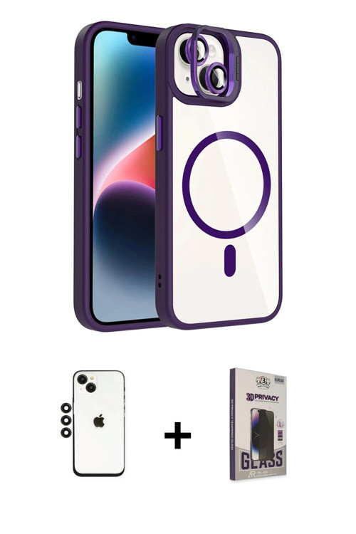 ieg™ iPhone 14 Kılıf Yadigar Asil Koleksiyonu - Siyah Bilvis Hayalet Cam Ekran Koruyucu + Siyah Shin
