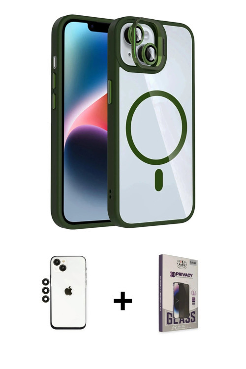 ieg™ iPhone 14 Kılıf Yadigar Asil Koleksiyonu - Siyah Bilvis Hayalet Cam Ekran Koruyucu + Siyah Shin