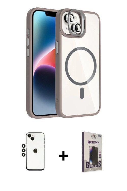 ieg™ iPhone 14 Kılıf Yadigar Asil Koleksiyonu - Siyah Bilvis Hayalet Cam Ekran Koruyucu + Siyah Shin