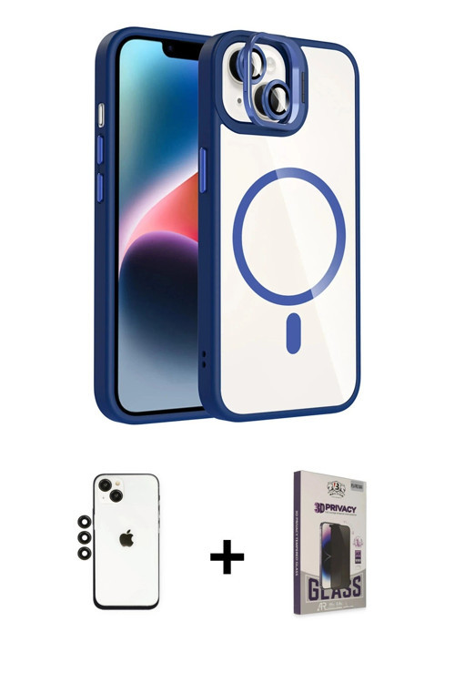 ieg™ iPhone 14 Kılıf Yadigar Asil Koleksiyonu - Siyah Bilvis Hayalet Cam Ekran Koruyucu + Siyah Shin