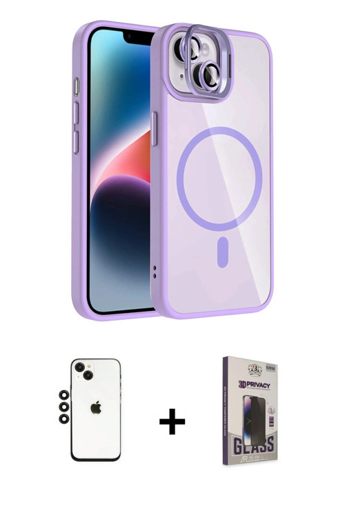 ieg™ iPhone 14 Kılıf Yadigar Asil Koleksiyonu - Siyah Bilvis Hayalet Cam Ekran Koruyucu + Siyah Shin