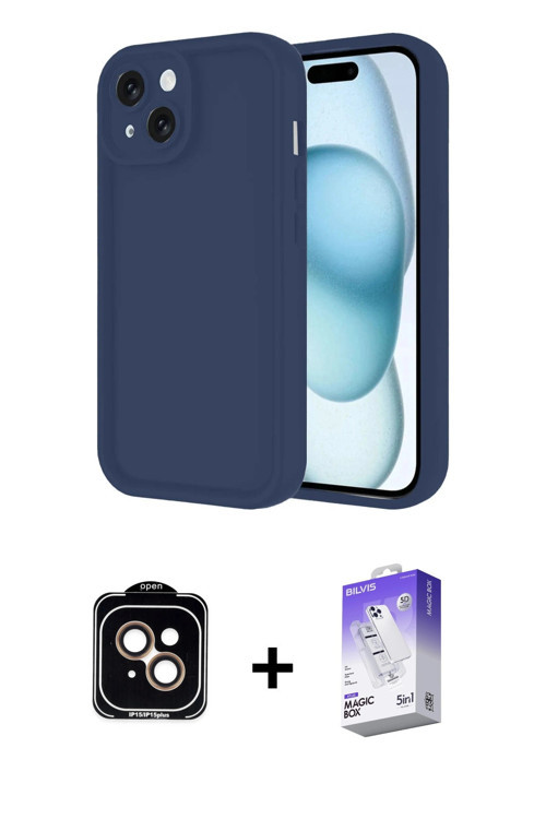 ieg™ iPhone 14 Kılıf Yankı Yansıma Özel Seri - Siyah Bilvis 5in1 3D Magic Cam Ekran Koruyucu + Turun