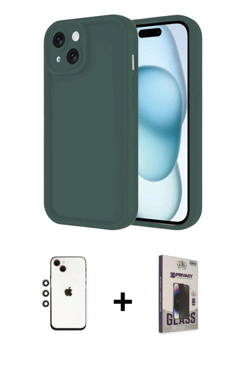 ieg™ iPhone 14 Kılıf Yankı Yansıma Özel Seri - Siyah Bilvis Hayalet Cam Ekran Koruyucu + Gökkuşağı S