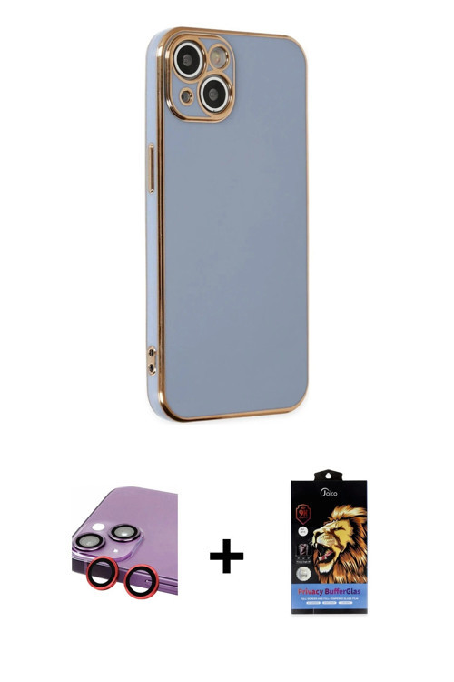 ieg™ iPhone 14 Kılıf Yankı Serisi - Siyah Buffer Hayalet Cam Ekran Koruyucu + Kırmızı Raze Metal Kam