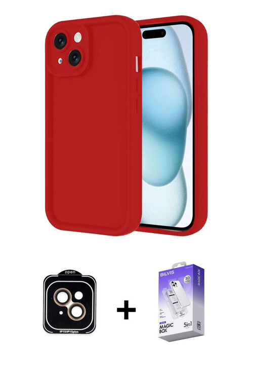 ieg™ iPhone 14 Kılıf Yankı Yansıma Özel Seri - Siyah Bilvis 5in1 3D Magic Cam Ekran Koruyucu + Turun