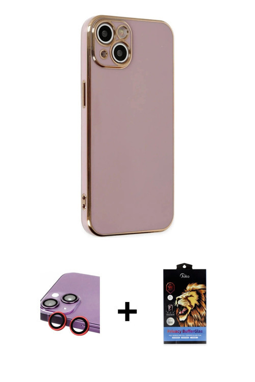 ieg™ iPhone 14 Kılıf Yankı Serisi - Siyah Buffer Hayalet Cam Ekran Koruyucu + Kırmızı Raze Metal Kam