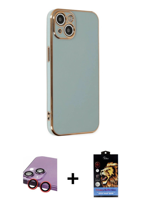 ieg™ iPhone 14 Kılıf Yankı Serisi - Siyah Buffer Hayalet Cam Ekran Koruyucu + Kırmızı Raze Metal Kam