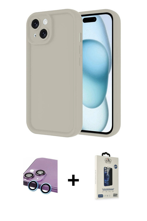 ieg™ iPhone 14 Kılıf Yankı Yansıma Özel Seri - Siyah Bilvis Hayalet Cam Ekran Koruyucu + Mavi Raze M