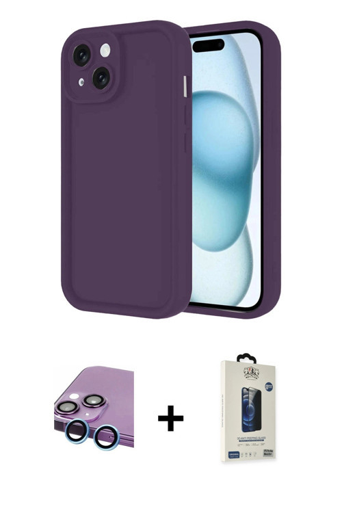 ieg™ iPhone 14 Kılıf Yankı Yansıma Özel Seri - Siyah Bilvis Hayalet Cam Ekran Koruyucu + Mavi Raze M