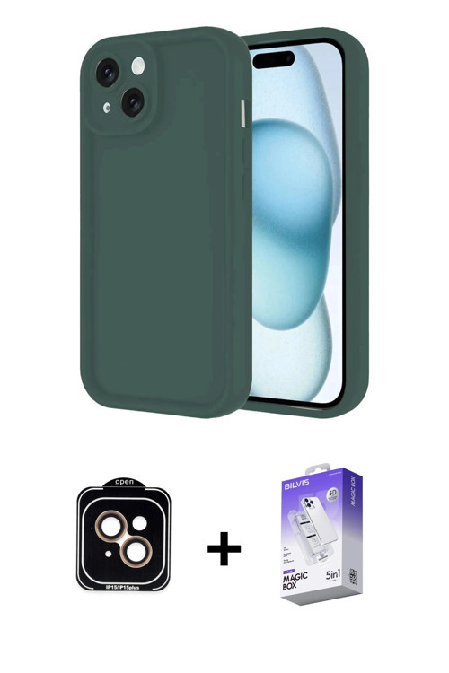 ieg™ iPhone 14 Kılıf Yankı Yansıma Özel Seri - Siyah Bilvis 5in1 3D Magic Cam Ekran Koruyucu + Turun