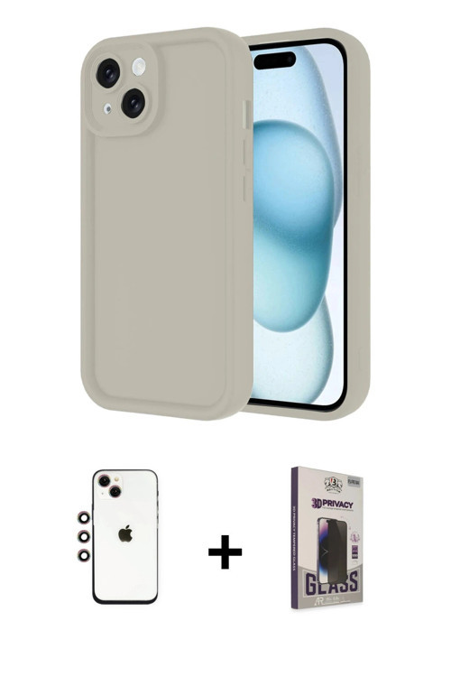 ieg™ iPhone 14 Kılıf Yankı Yansıma Özel Seri - Siyah Bilvis Hayalet Cam Ekran Koruyucu + Gökkuşağı S