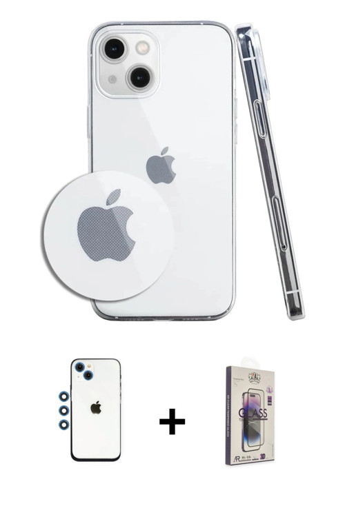 ieg™ iPhone 14 Kılıf Zirve Doku - Siyah Bilvis 3D Cam Ekran Koruyucu + Mavi Shine Kamera Lens