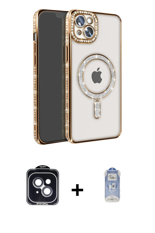 ieg™ iPhone 14 Kılıf Zirve Doku Prime - Siyah Joko Magic 5D Cam + Siyah PVD Metal Kamera Lens