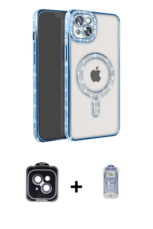 ieg™ iPhone 14 Kılıf Zirve Doku Prime - Siyah Joko Magic 5D Cam + Siyah PVD Metal Kamera Lens