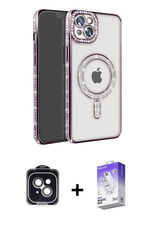 ieg™ iPhone 14 Kılıf Zirve Doku Prime - Siyah Bilvis 5in1 3D Magic Cam Ekran Koruyucu + Siyah PVD Me