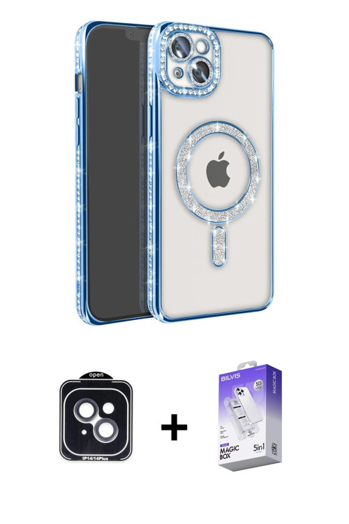 ieg™ iPhone 14 Kılıf Zirve Doku Prime - Siyah Bilvis 5in1 3D Magic Cam Ekran Koruyucu + Siyah PVD Me