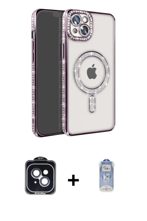 ieg™ iPhone 14 Kılıf Zirve Doku Prime - Siyah Joko Magic 5D Cam + Siyah PVD Metal Kamera Lens