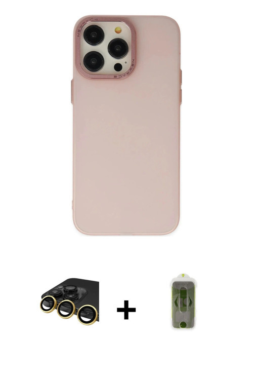 ieg™ iPhone 14 Pro Kılıf Ahenk Çizgi Prime - Siyah Joko Magic 5D Hayalet Cam + Gold Raze Metal Kamer