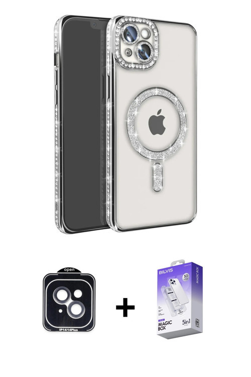 ieg™ iPhone 14 Kılıf Zirve Doku Prime - Siyah Bilvis 5in1 3D Magic Cam Ekran Koruyucu + Siyah PVD Me
