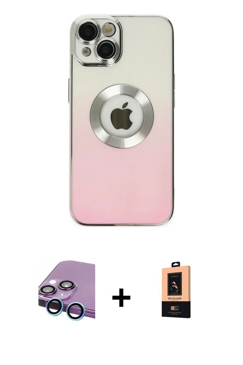 ieg™ iPhone 14 Plus Kılıf Kutup Yansıma Özel Seri - Şeffaf Maxco Cam Ekran Koruyucu + Mavi Raze Meta