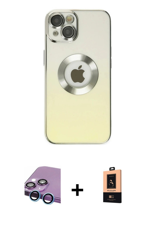 ieg™ iPhone 14 Plus Kılıf Kutup Yansıma Özel Seri - Şeffaf Maxco Cam Ekran Koruyucu + Mavi Raze Meta
