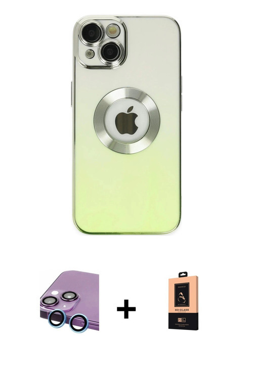 ieg™ iPhone 14 Plus Kılıf Kutup Yansıma Özel Seri - Şeffaf Maxco Cam Ekran Koruyucu + Mavi Raze Meta