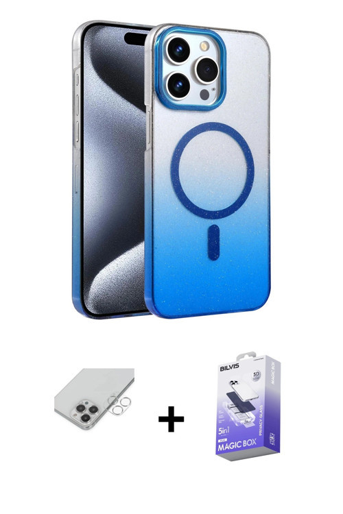 ieg™ iPhone 14 Pro Max Kılıf Ahenk Doku Özel Seri - Siyah Bilvis 5in1 5D Magic Hayalet Cam Ekran Kor