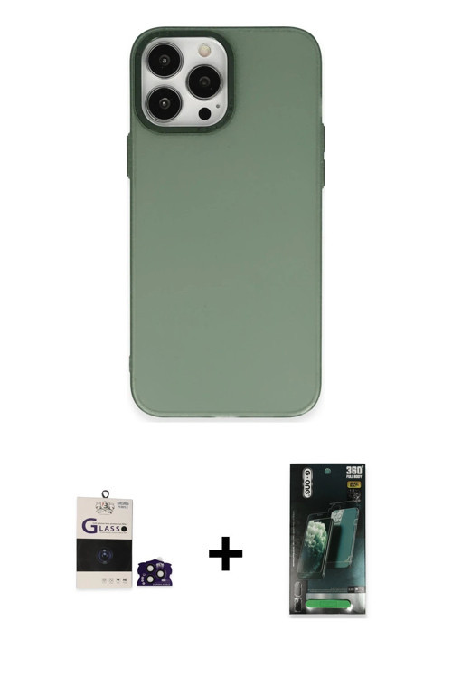 ieg™ iPhone 14 Pro Max Kılıf Ahenk Çizgi Prime - Siyah 360 Mat Full Body Arka Koruyucu + Derin Mor B