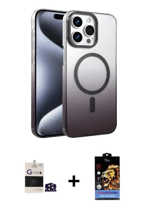 ieg™ iPhone 14 Pro Max Kılıf Ahenk Doku Özel Seri - Siyah Buffer Hayalet Cam Ekran Koruyucu + Derin