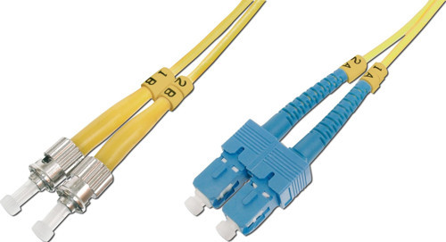 ST-SC Fiber Optik Patch Kablo, 9/125 µ, Singlemode, 3.0mm, Duplex, OS2, LSZH, 2 metre