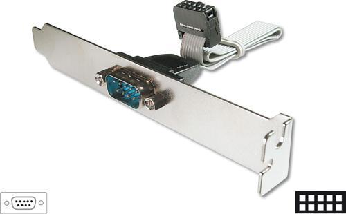 Seri Tip Slot Bracket Bağlantı Kablosu, D-Sub9 Erkek - IDC 2x5pin Dişi, 0.25 metre, UL, bej renk